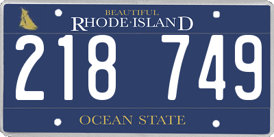 RI license plate 218749