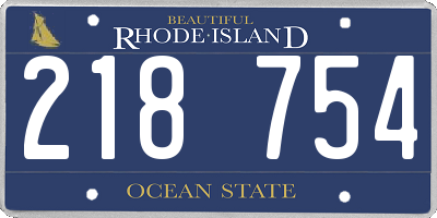 RI license plate 218754