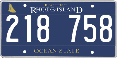 RI license plate 218758