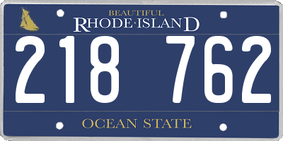 RI license plate 218762