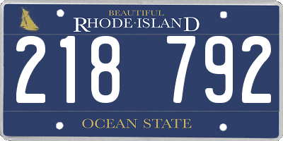 RI license plate 218792