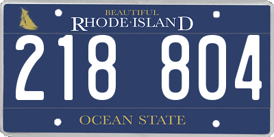 RI license plate 218804