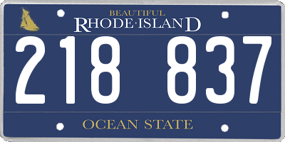 RI license plate 218837