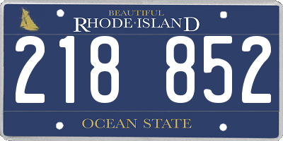 RI license plate 218852