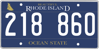 RI license plate 218860