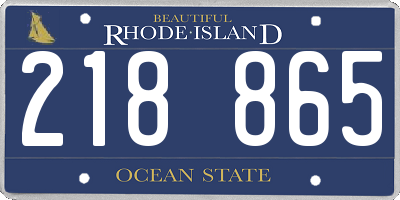 RI license plate 218865