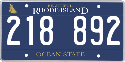 RI license plate 218892