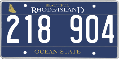 RI license plate 218904
