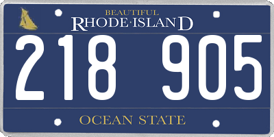 RI license plate 218905