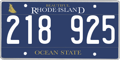 RI license plate 218925