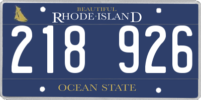 RI license plate 218926
