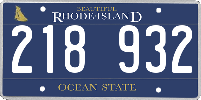 RI license plate 218932