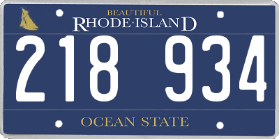 RI license plate 218934