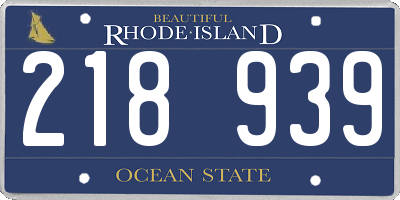 RI license plate 218939