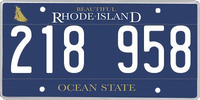 RI license plate 218958