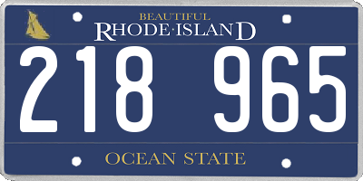 RI license plate 218965