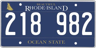 RI license plate 218982
