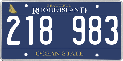 RI license plate 218983