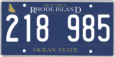 RI license plate 218985