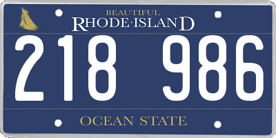 RI license plate 218986