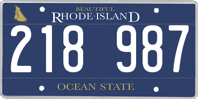 RI license plate 218987