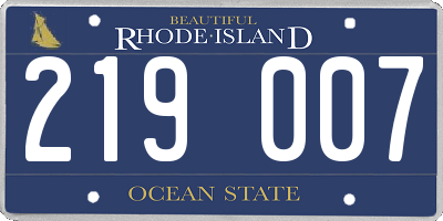 RI license plate 219007