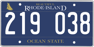 RI license plate 219038