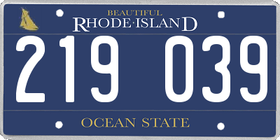 RI license plate 219039