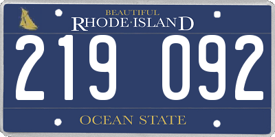 RI license plate 219092