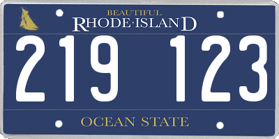 RI license plate 219123