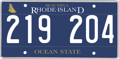 RI license plate 219204