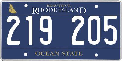 RI license plate 219205