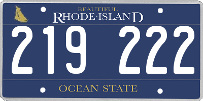 RI license plate 219222