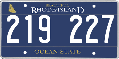 RI license plate 219227