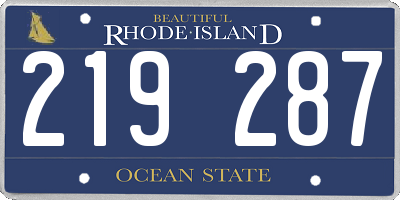 RI license plate 219287