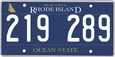 RI license plate 219289
