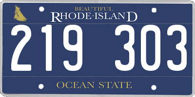 RI license plate 219303