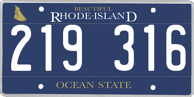 RI license plate 219316