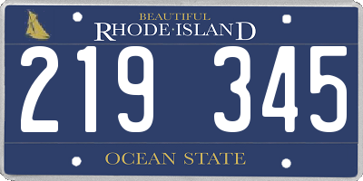 RI license plate 219345
