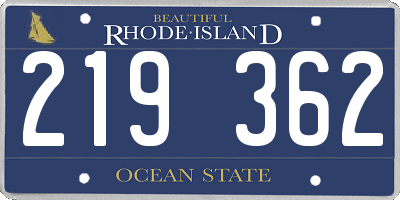 RI license plate 219362