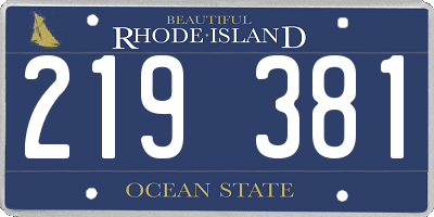 RI license plate 219381
