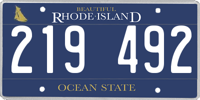 RI license plate 219492