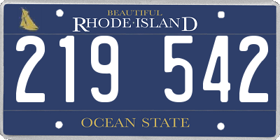 RI license plate 219542