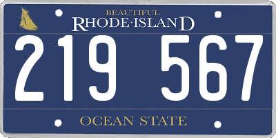 RI license plate 219567