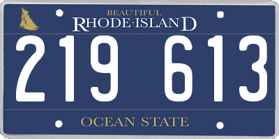 RI license plate 219613