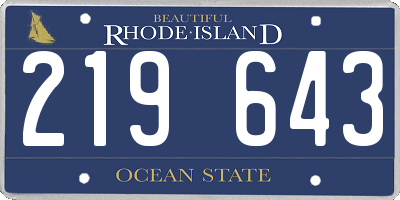 RI license plate 219643