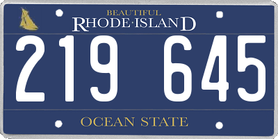 RI license plate 219645