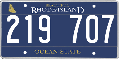 RI license plate 219707