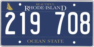 RI license plate 219708