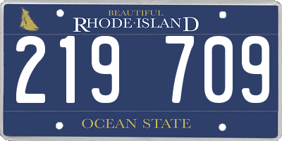 RI license plate 219709